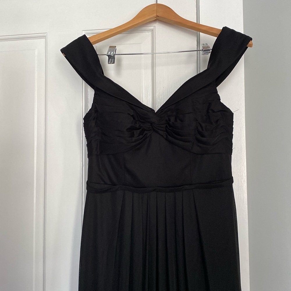 Azazie black chiffon off-shoulder dress with slit